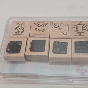 Stampin Up Little Layers II Set of 8 Wood Rubber Stamps Retired 2003